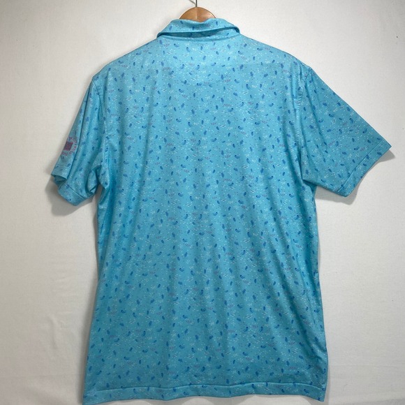 Peter Millar Summer Comfort Mens M Golf Polo Shirt Turquoise Jellyfish Athletic - Picture 8 of 8